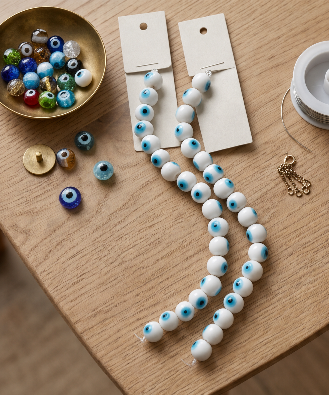 Handmade Bead Jewelry Making Tools and Beads Workspace