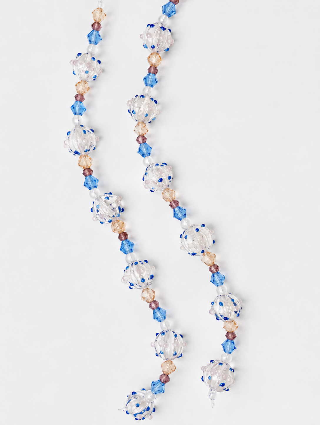 Blue Lampwork Glass Bumpy Round Beads String For DIY Craft