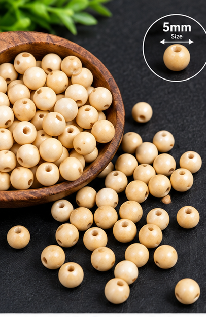 Natural Wooden Beads 4mm For Jewellery & DIY