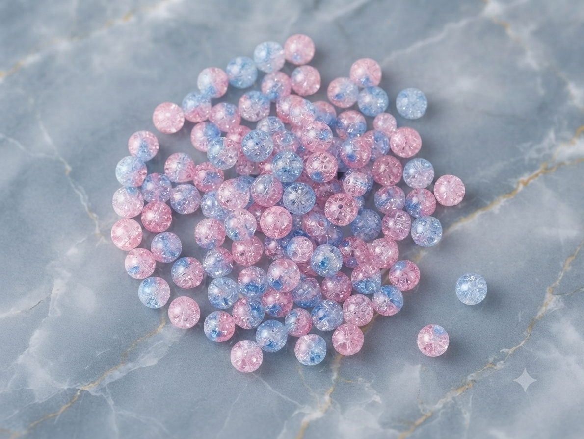 Crackle Double Color  Glass Beads, 8mm Round, 500 Pieces, for DIY