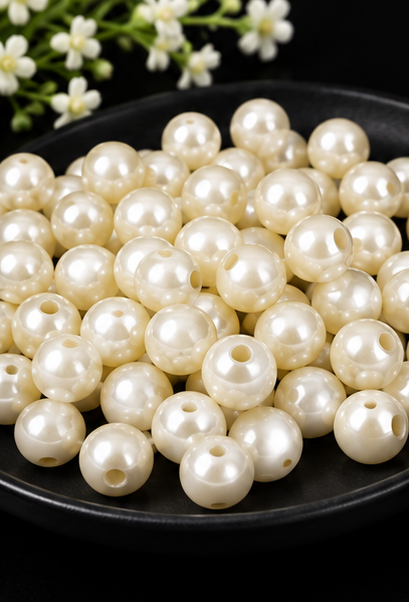 10mm White Pearls Beads, Shiny Moti for Jewelry, Earring, Necklace, Bracelet Making